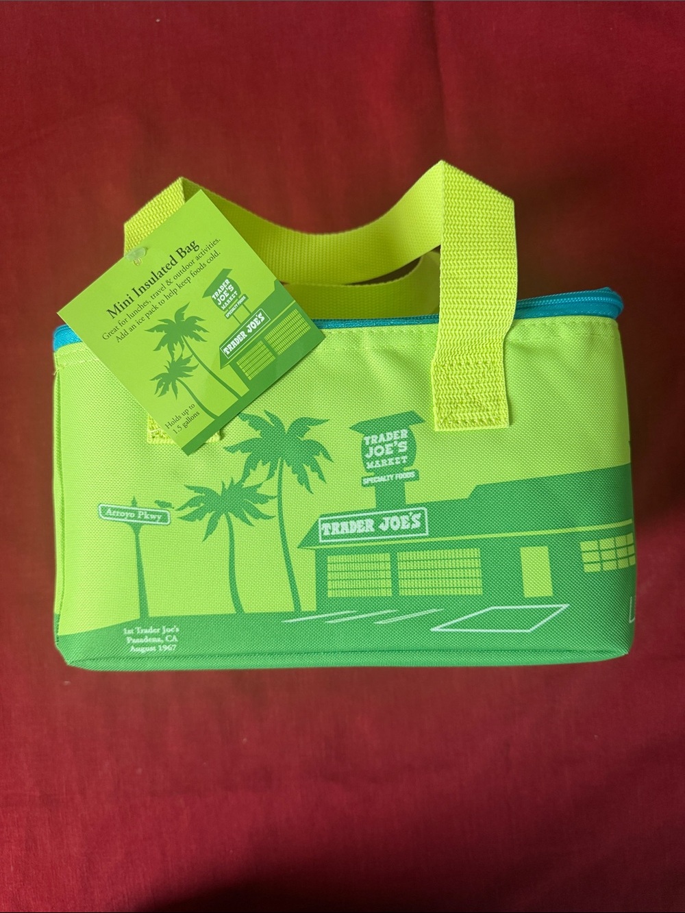 NWT Trader Joe's Lime Green & Teal Mini Insulated Bag